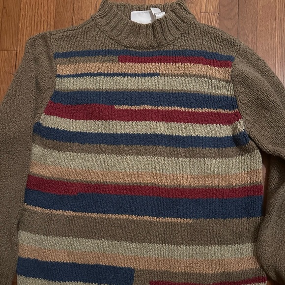 Vintage Brown Knit Sweater with stripe design - Picture 2 of 4